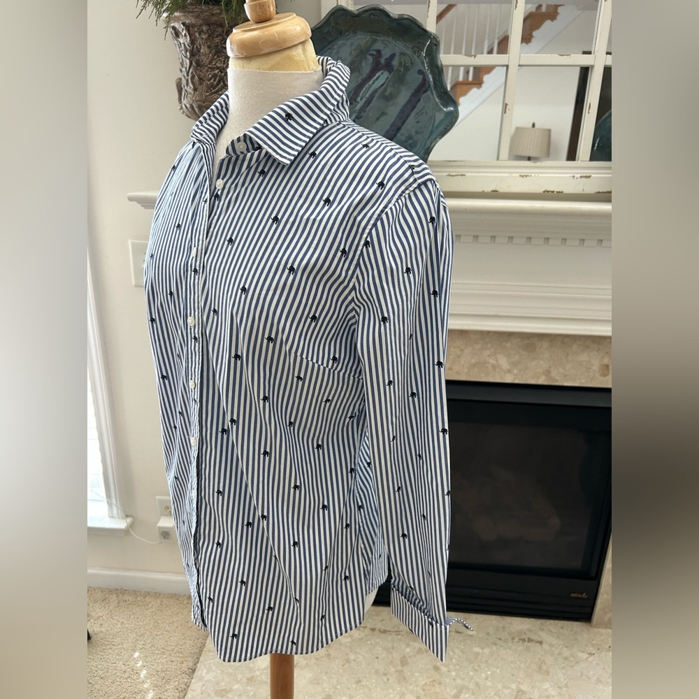 Banana Republic Navy and White Striped RILEY Tailored Shirt - Picture 5 of 8